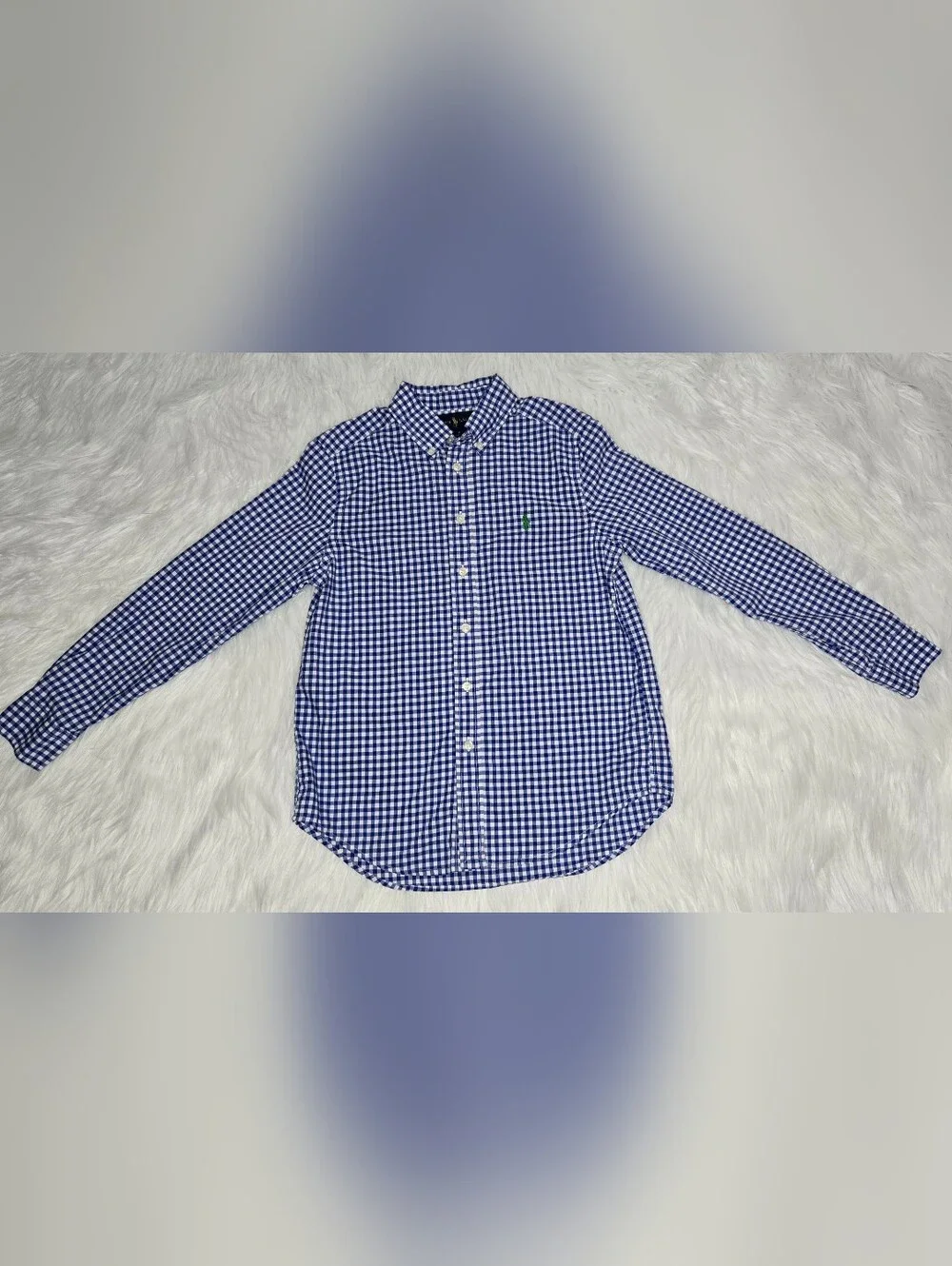 Ralph Lauren Blue and White Gingham Button-Down Shirt